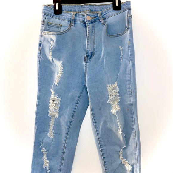 high waisted ripped jeans light washed - Picture 1 of 2